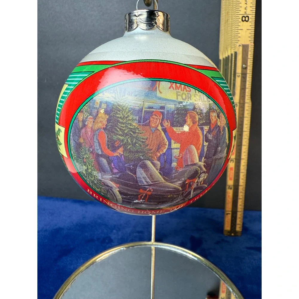 Harley Davidson Christmas Ornament 2001 Series 3 Bringing Home The Tree limited